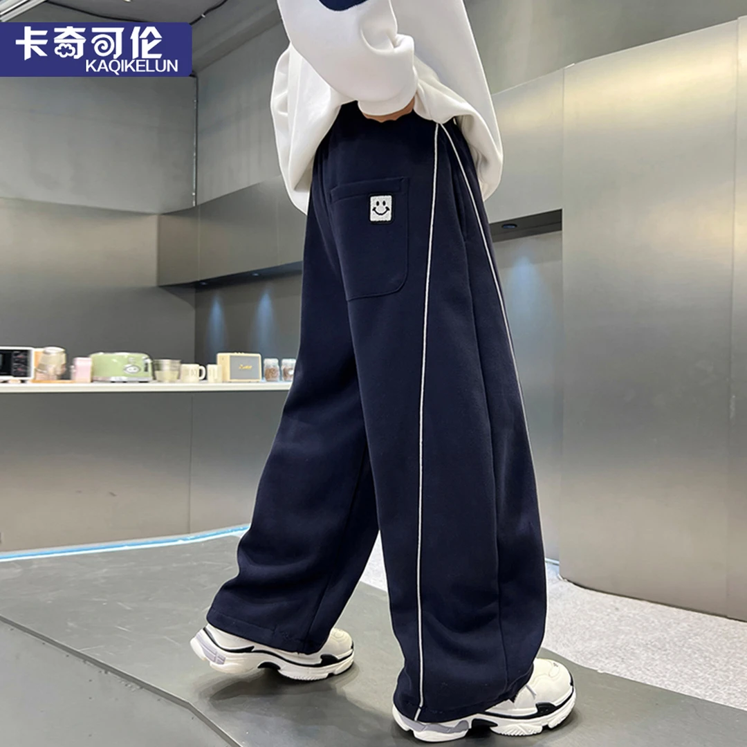 男童裤子春秋款2025新款儿童弯刀裤裤大童秋装卫裤男孩直筒裤宽松