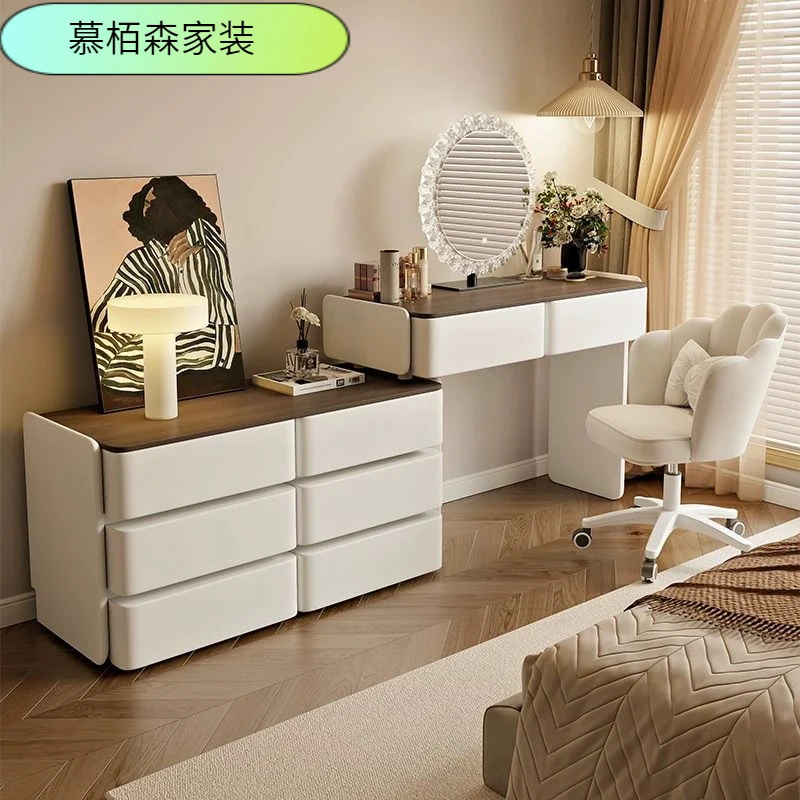 梳妆台家用意式轻奢现代简约实木化妆桌卧室斗柜一体收纳柜化妆台