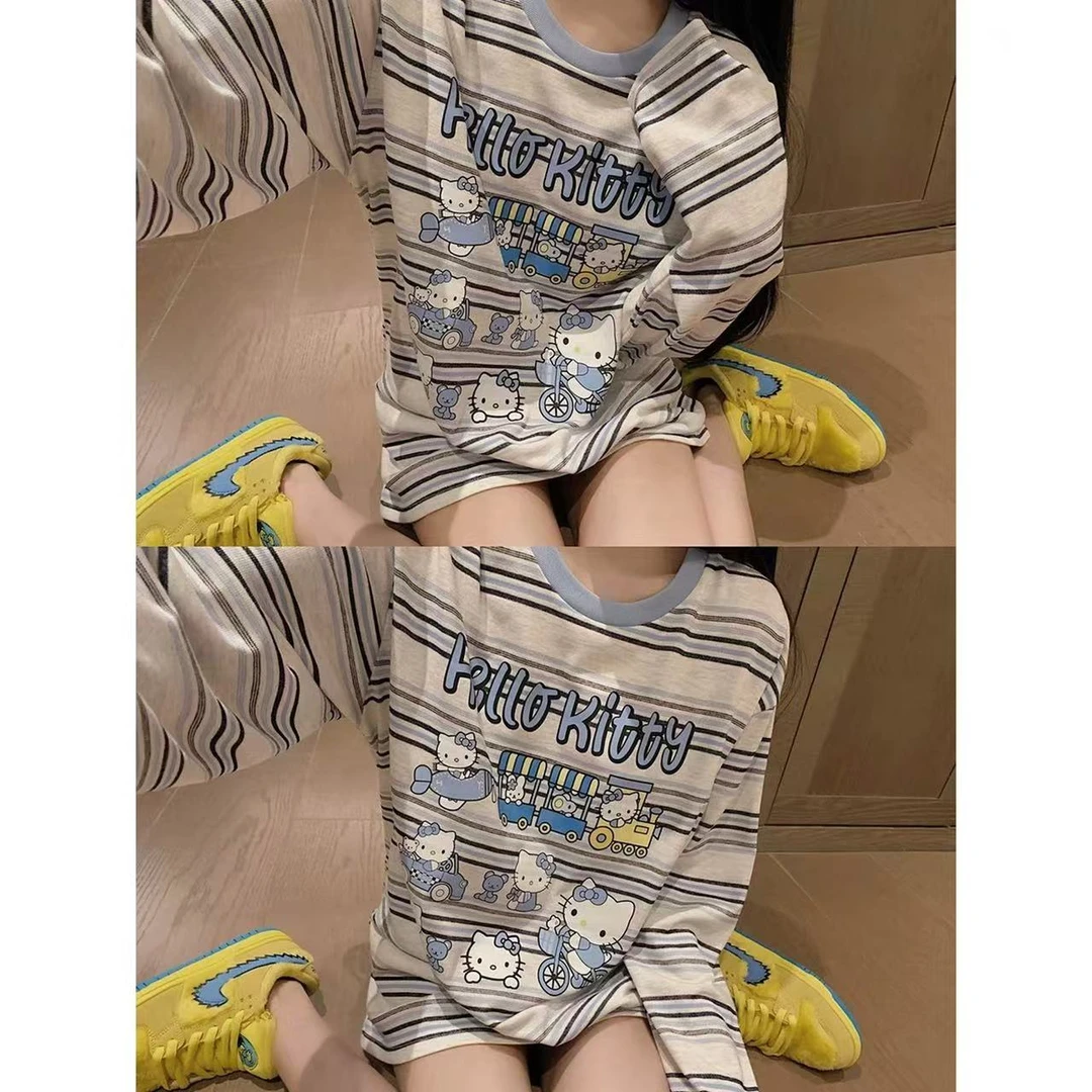 徐秋阳  条纹kt （大版型）春季新款百搭时尚休闲短袖12521