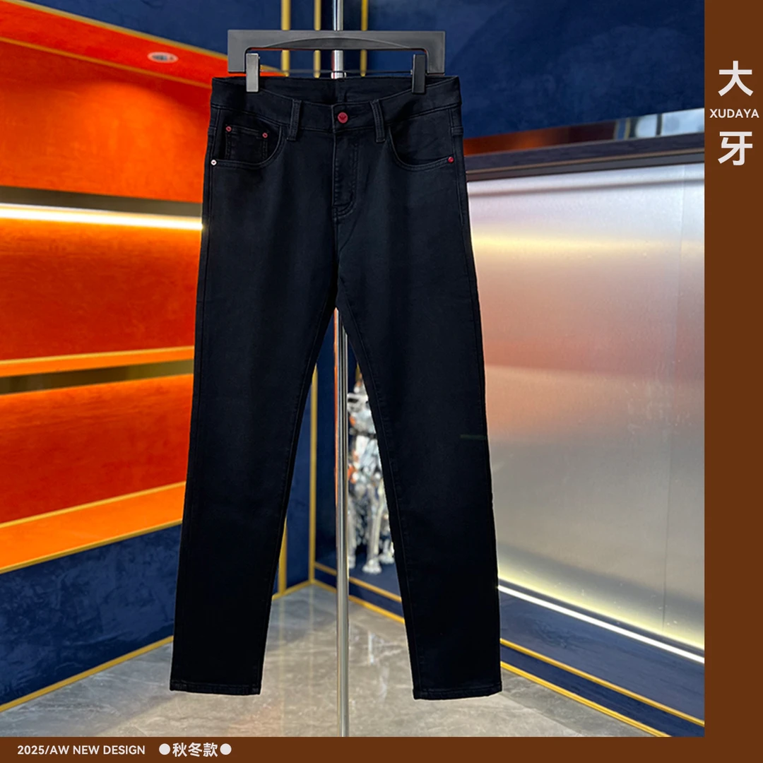 【大牙】106#黑灰色牛仔裤男2025秋冬季男轻奢时尚弹力修身小直筒