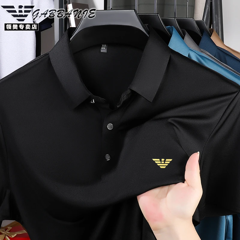 《K总专属》男装半袖薄款无痕T恤中年休闲男士冰丝翻领短袖POLO衫