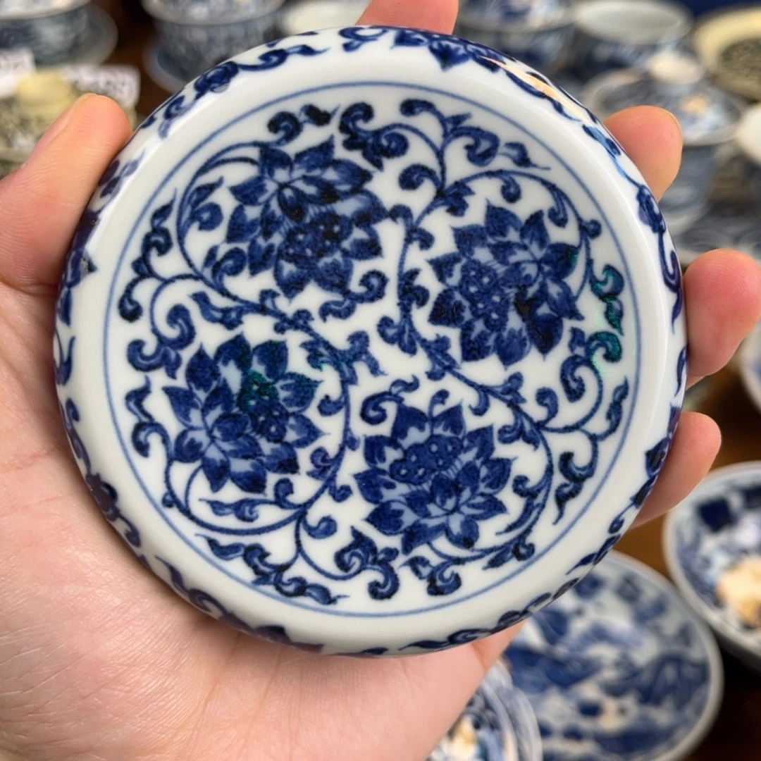 福***气微瑕缠枝莲盖置盖置