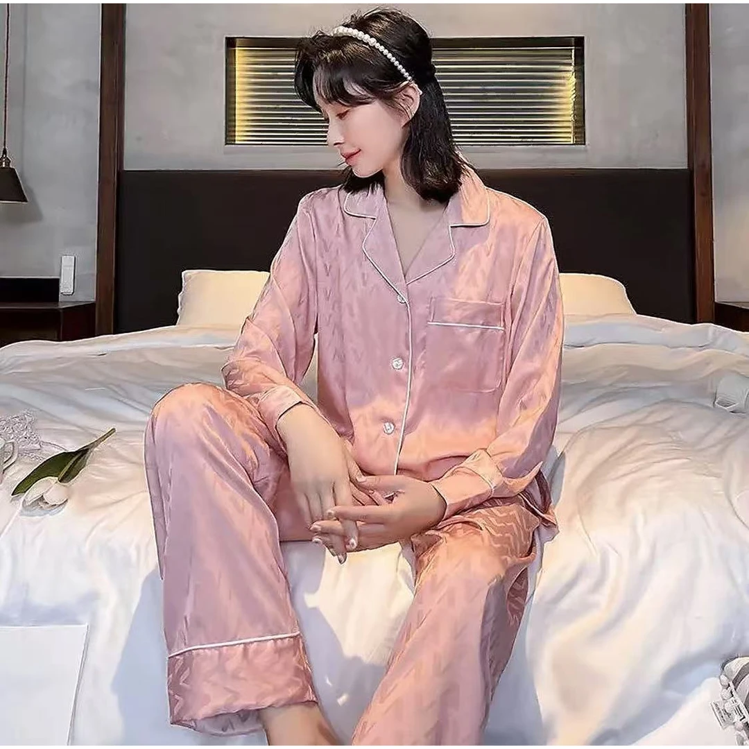 Y33 V字母刺绣睡衣休闲风时尚百搭睡衣家居服短袖套装夏秋季