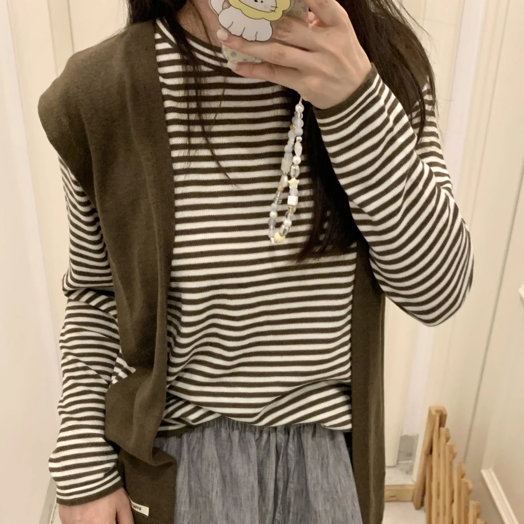 早秋上新！休闲风条纹套头衫
