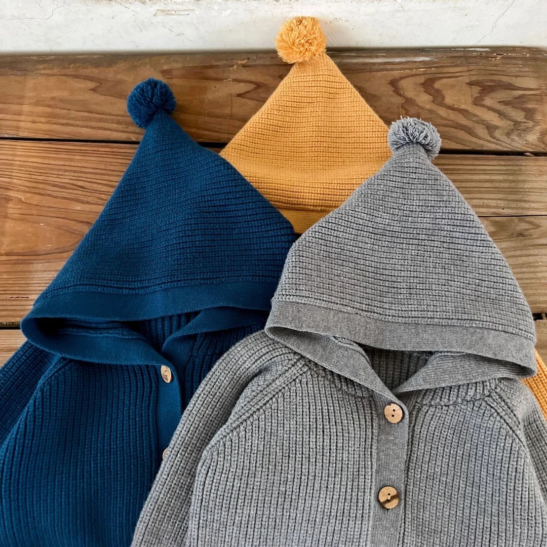 梨子【毛衣外套】宝宝韩版连帽开衫外套