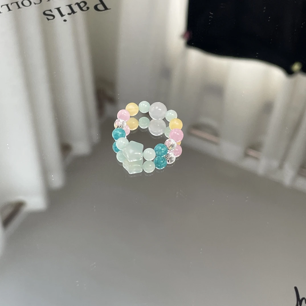 天河石星星戒指 天然水晶多宝戒指