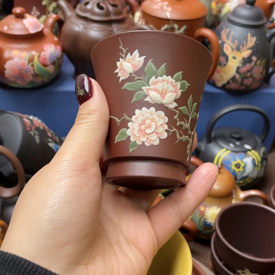 茶杯红泥紫砂主人杯120cc