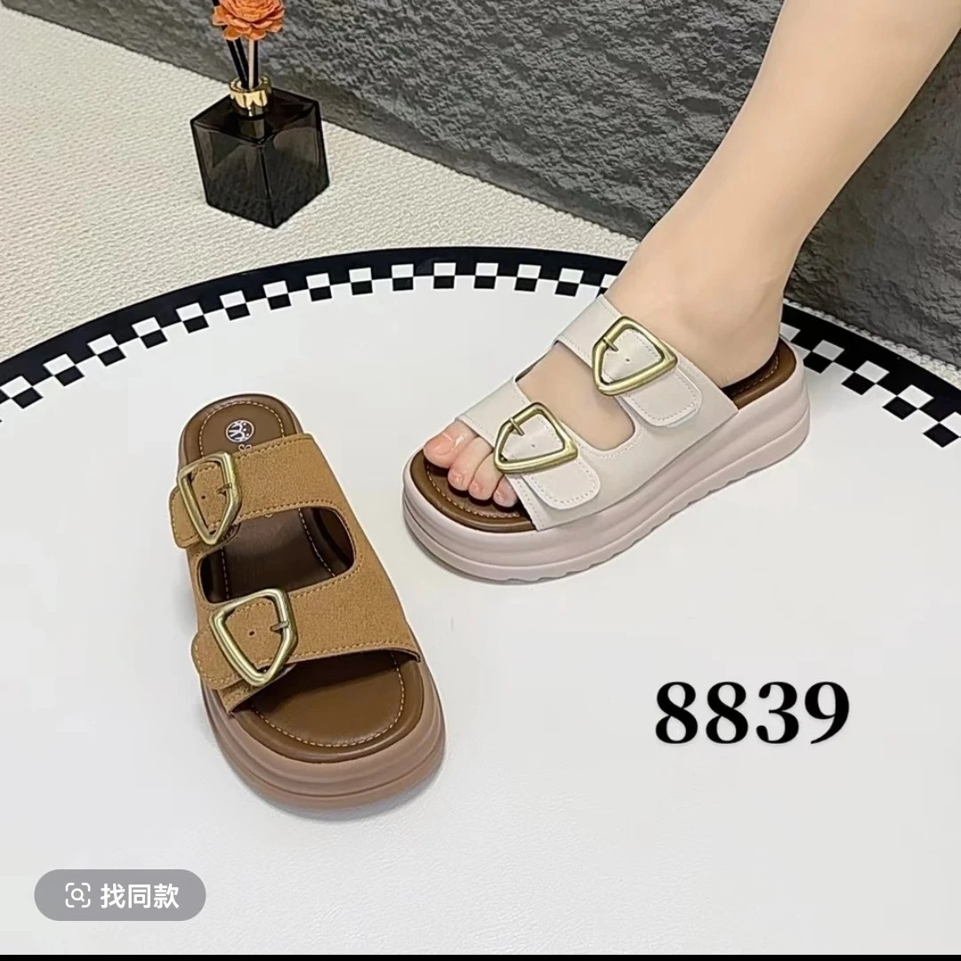 厚底凉拖鞋女2025新款夏季外穿爆款勃肯超火踩屎感沙滩一字拖