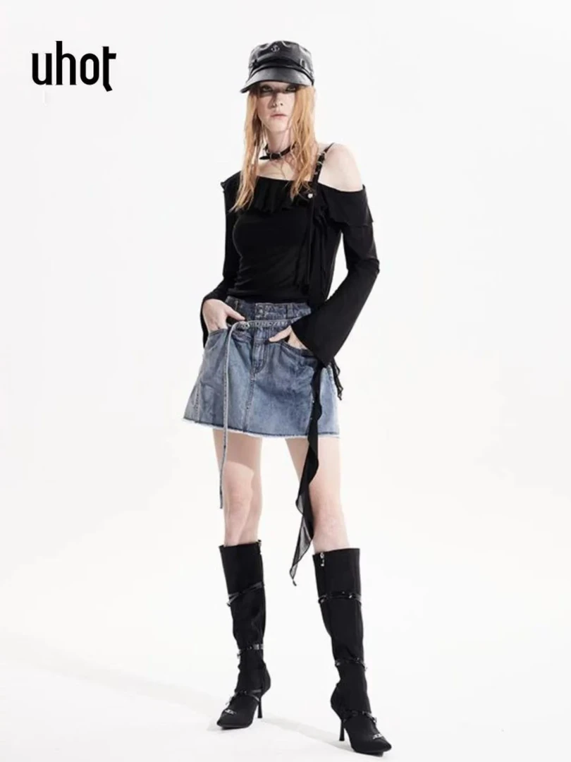 【ZS推荐】uhot/诱货牛仔半身裙时尚百搭短裙2025春夏新款UWWS2Q275