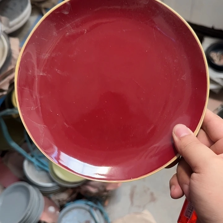 搪瓷2个装酒红色盘子