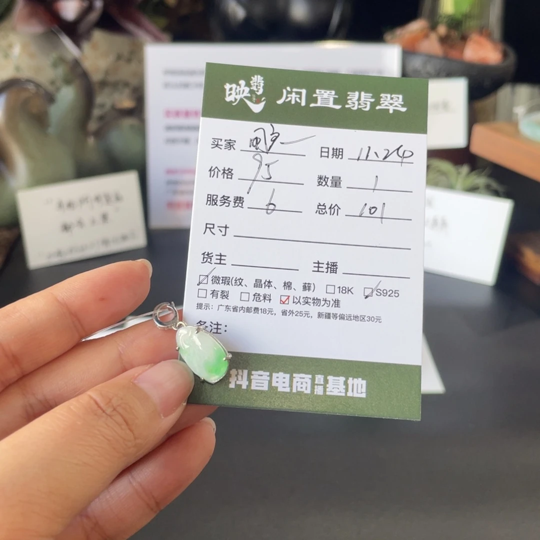 用***3翡翠银S925镶嵌颈饰翡翠