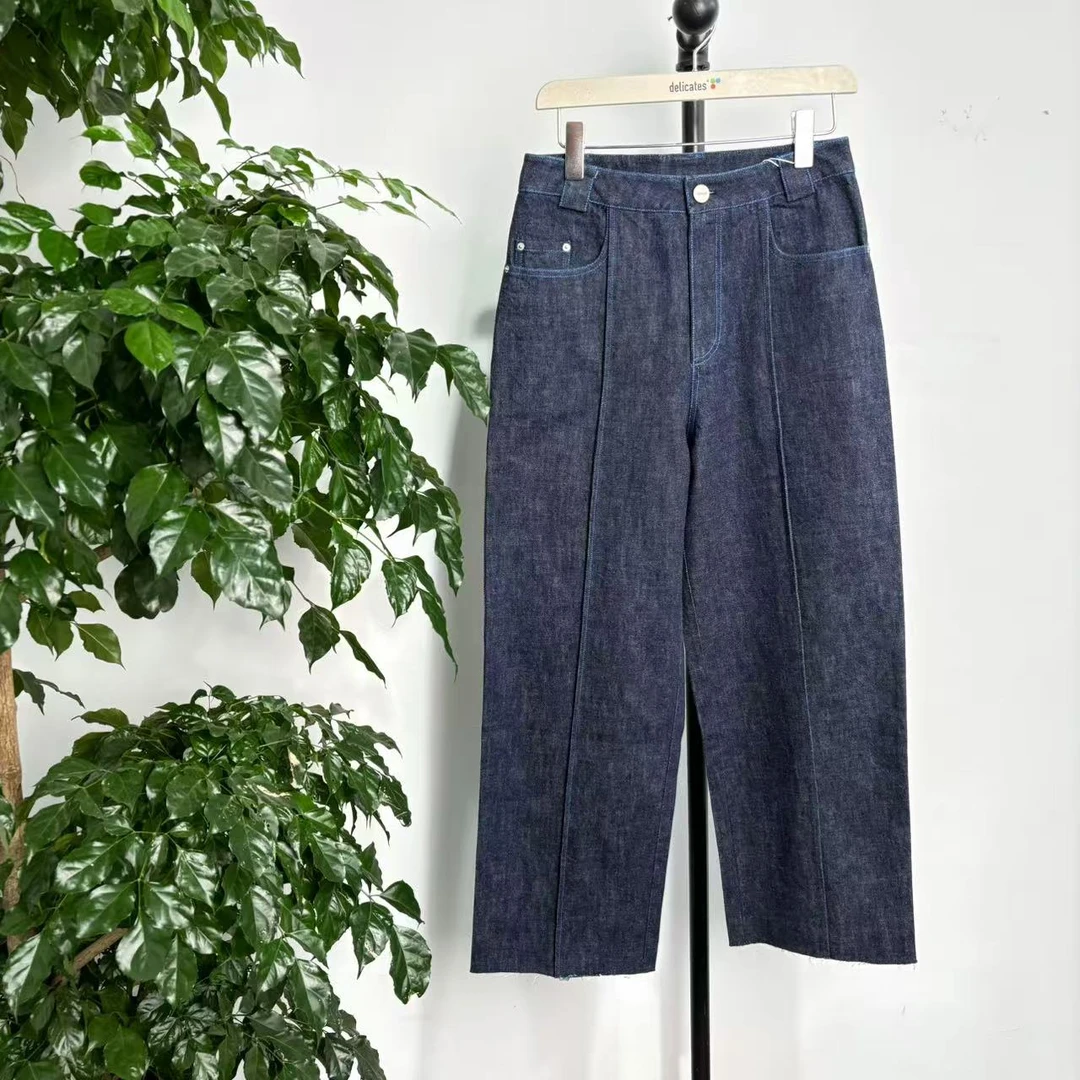 T R-18 24秋冬季男款休闲小直筒藏青色牛仔裤 KK010