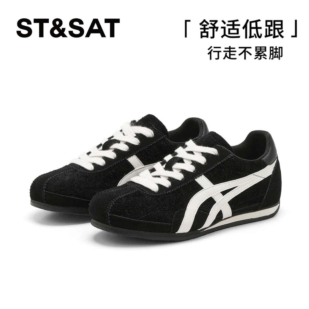 星期六复古绒面平底德训鞋女士2025年新款轻质通勤时尚轻便休闲鞋