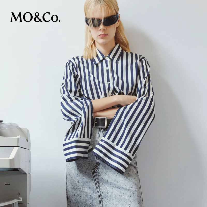 【陈大可专属】MOCO夏解构斜裹短款高支长绒棉衬衫上衣MBD2TOP029
