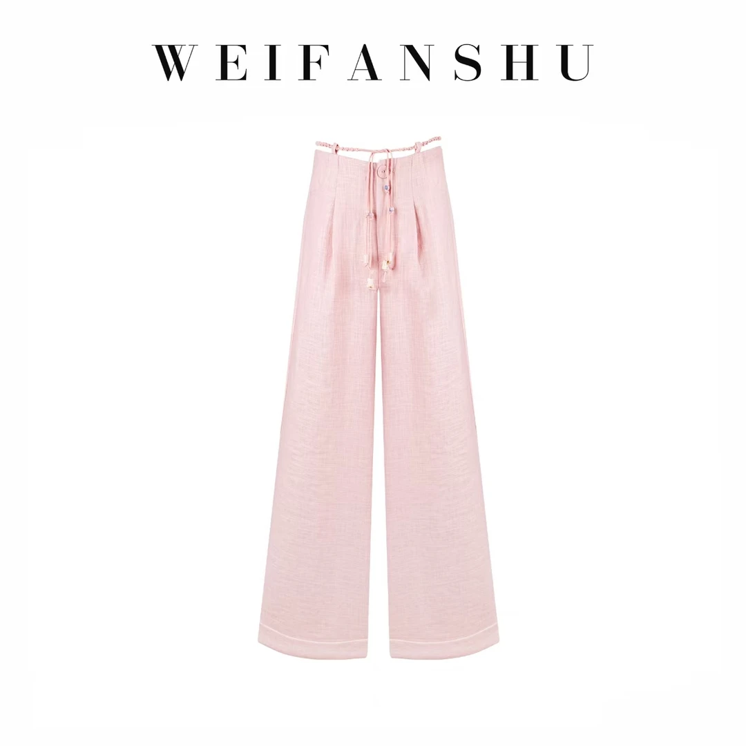 WEIFANSHU/魏凡舒【夹心甜巧】夏季新款时尚宽松百搭显瘦直筒时装裤