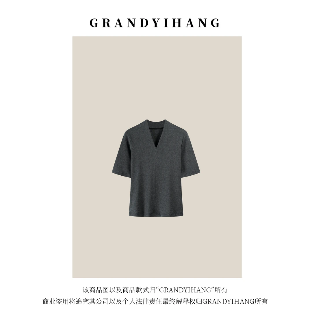 【美田专属】夏季新款休闲百搭气质V领T恤上衣24181
