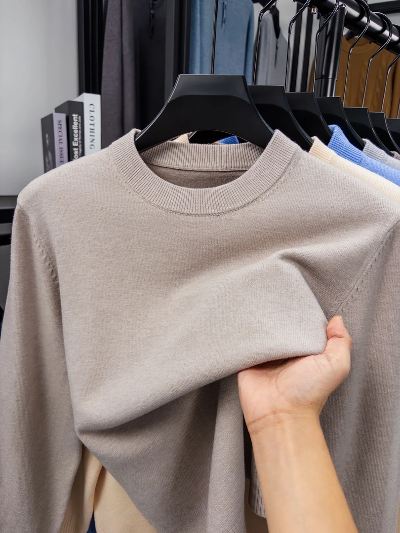 100%山羊绒专柜男士秋冬纯羊绒圆领毛衣