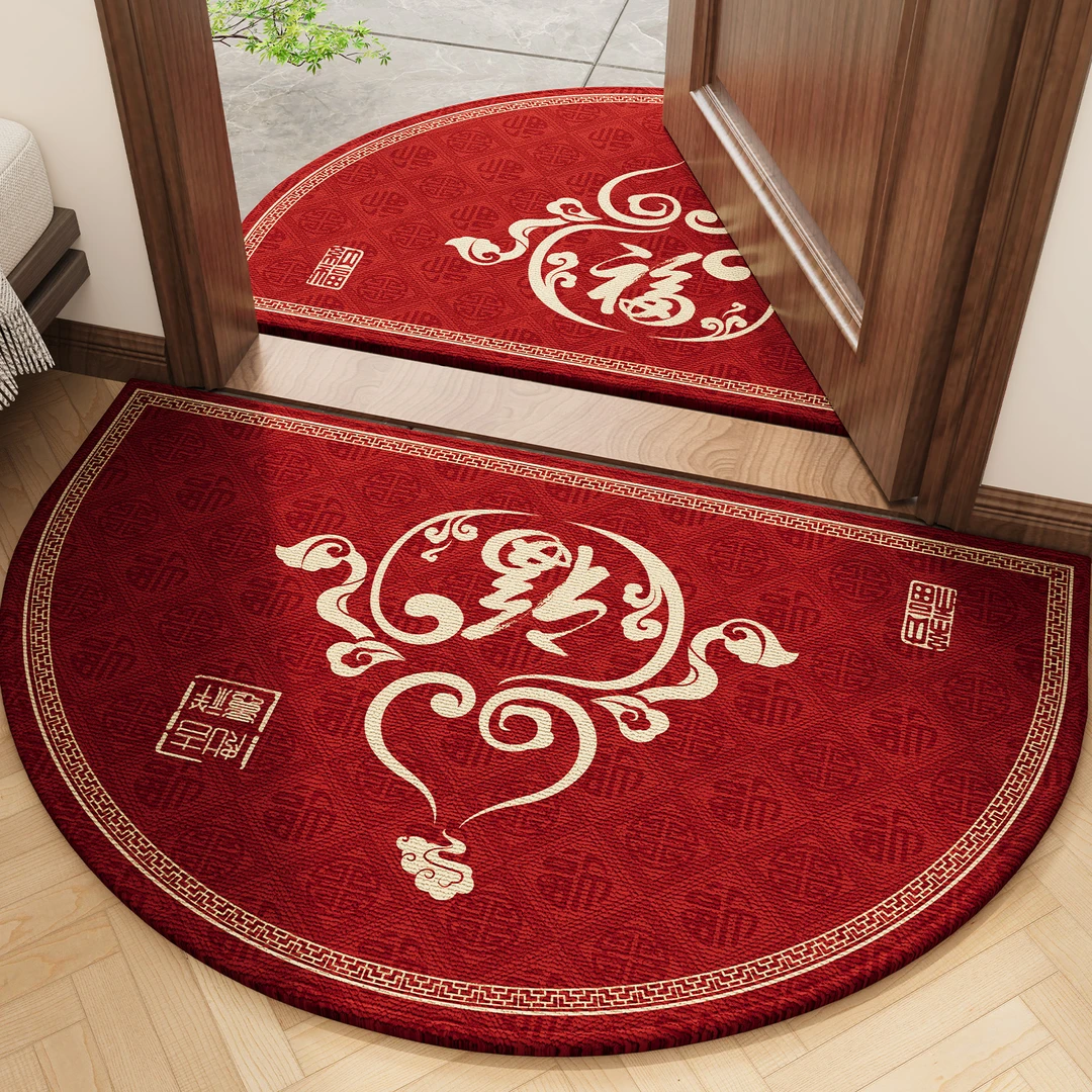 忘忧虫马年新年入户门垫耐脏防滑红色喜庆除尘免洗家用进门地毯