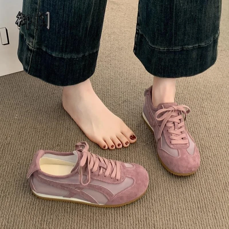 德训鞋女2025新款春夏季透气休闲运动鞋子女鞋复古爆款超火阿甘鞋