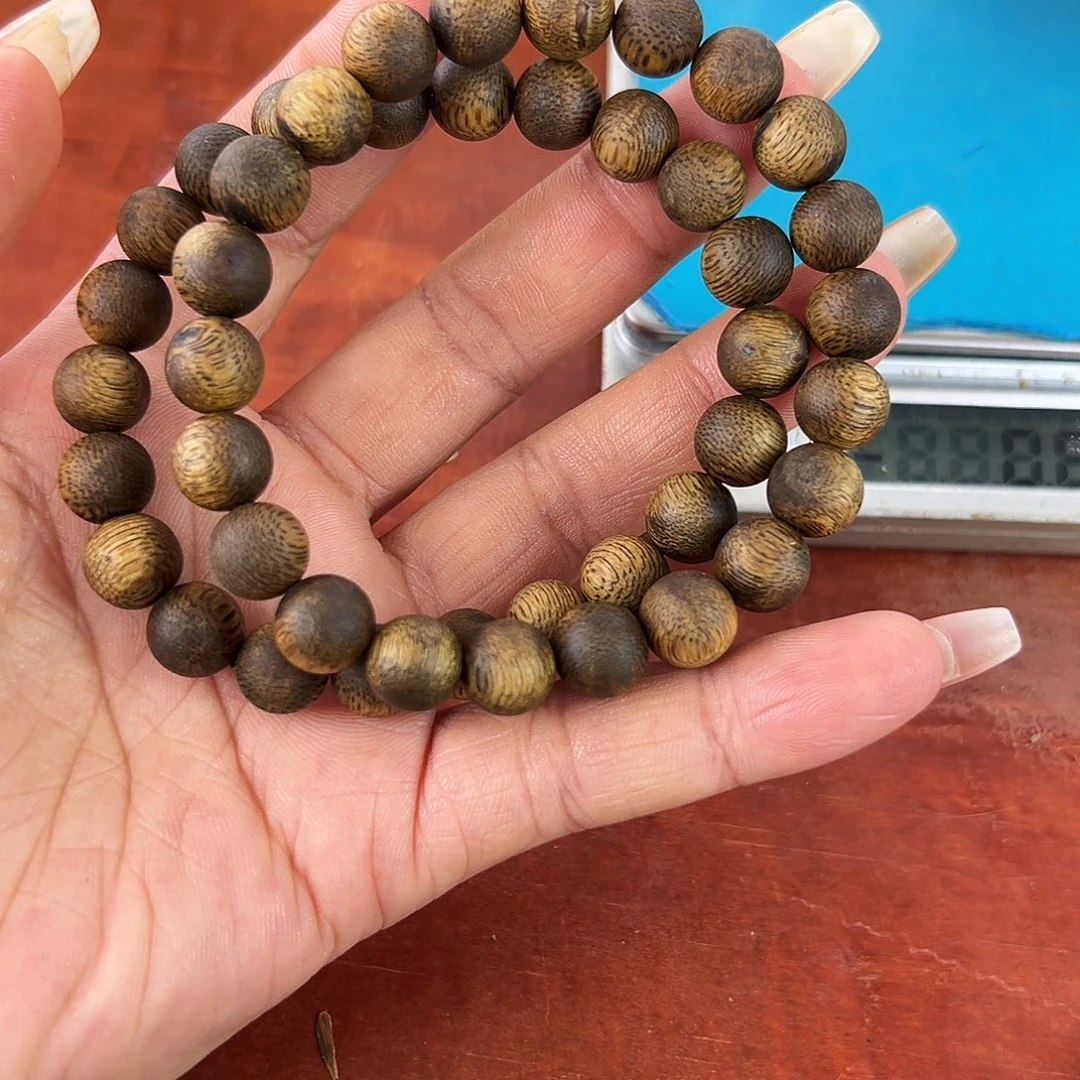 沉香碎屑沉香卡9圆珠单圈5g