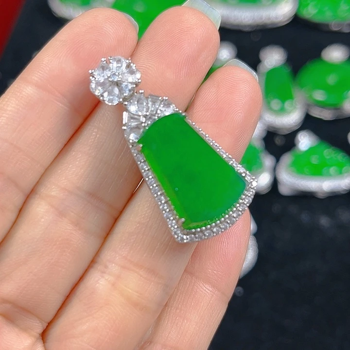 翡翠银S925镶嵌吊坠(不含链)