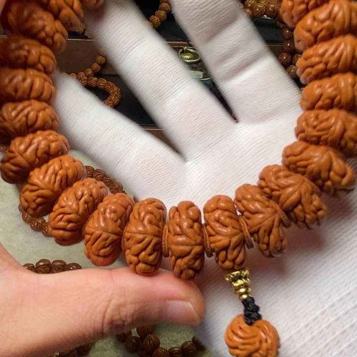 机***家桃核手串秦岭龙纹桃核