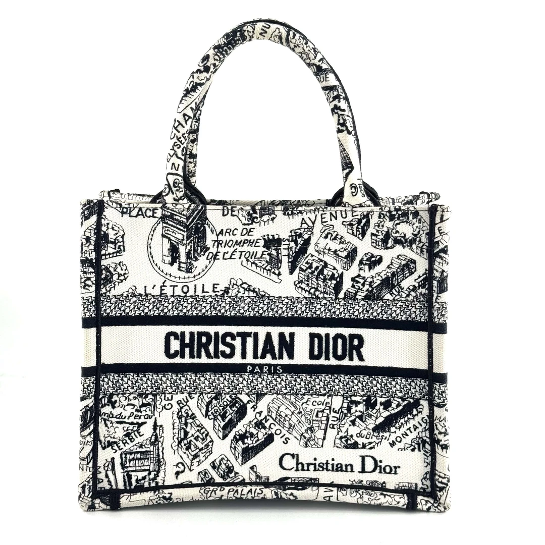 99新 DIOR/迪奥 Dior迪奥黑白巴黎地图托特包 小号