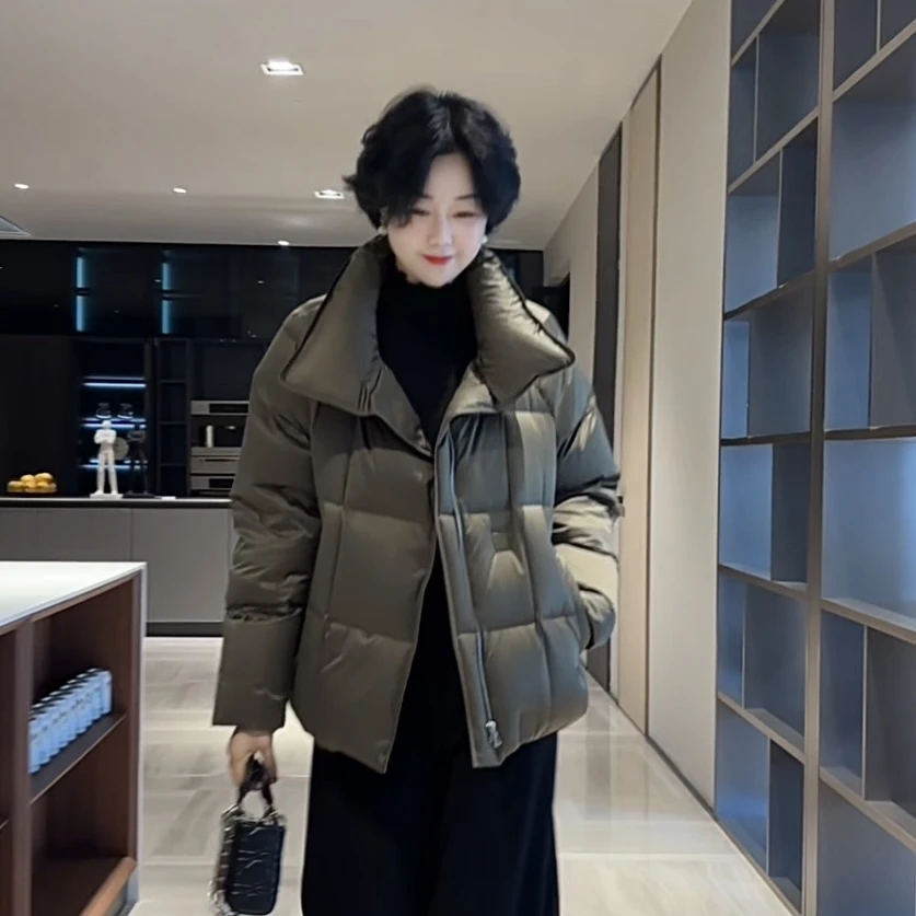 高端时尚立领加厚短款90白鹅绒羽绒服2123