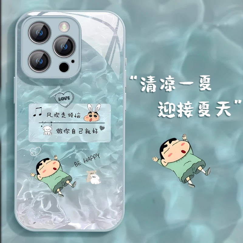 泳池小新适用苹果15男生/16pro手机壳iphone13夏天蜡笔小新卡通12