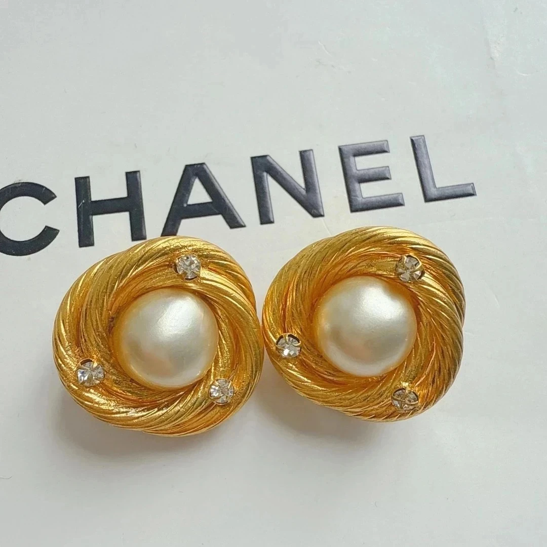 95新 Chanel/香奈儿 Chanel vintage香奈儿中古鸟巢珍珠耳夹