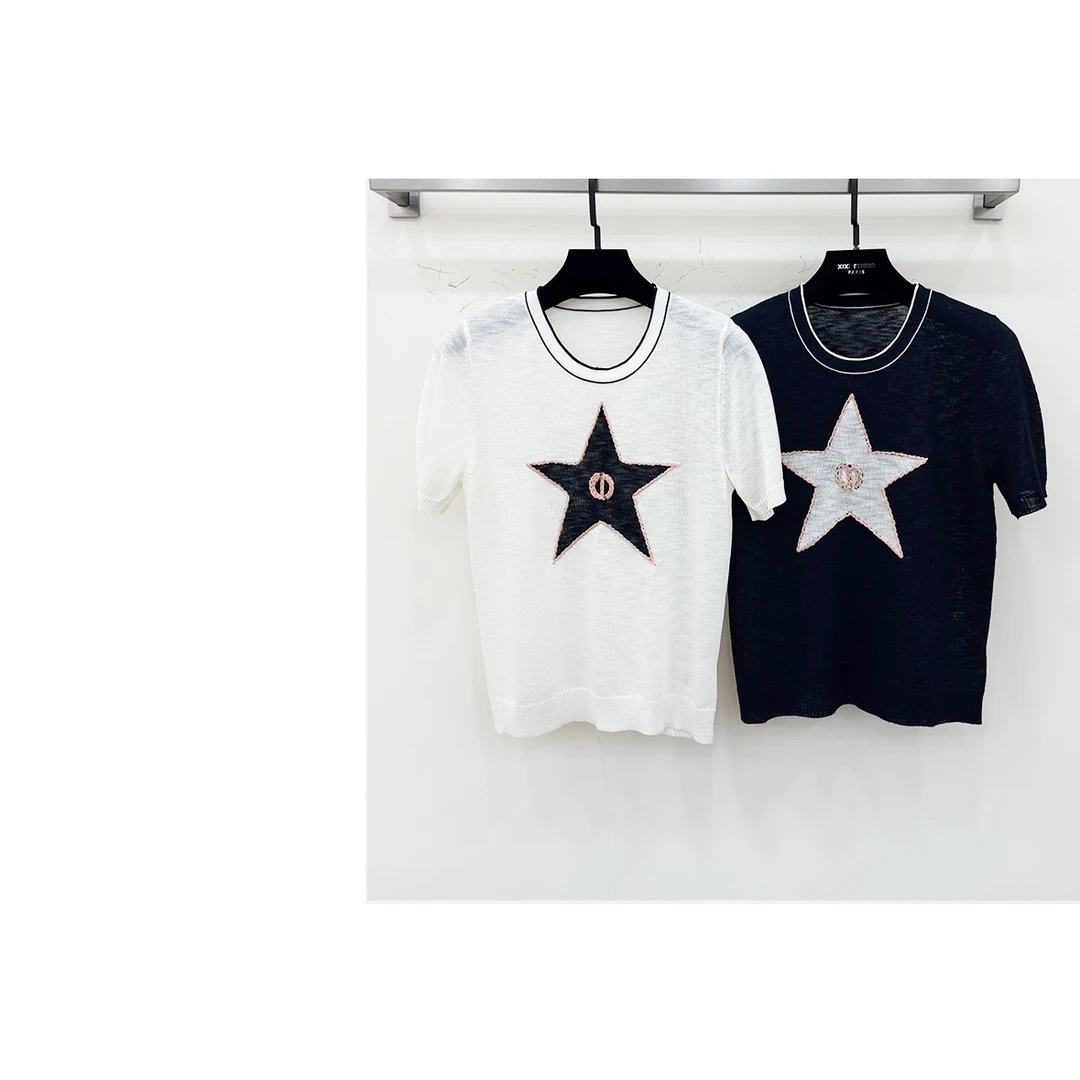 JIAYE CHAN夏日简约时尚刺绣五角星休闲上衣