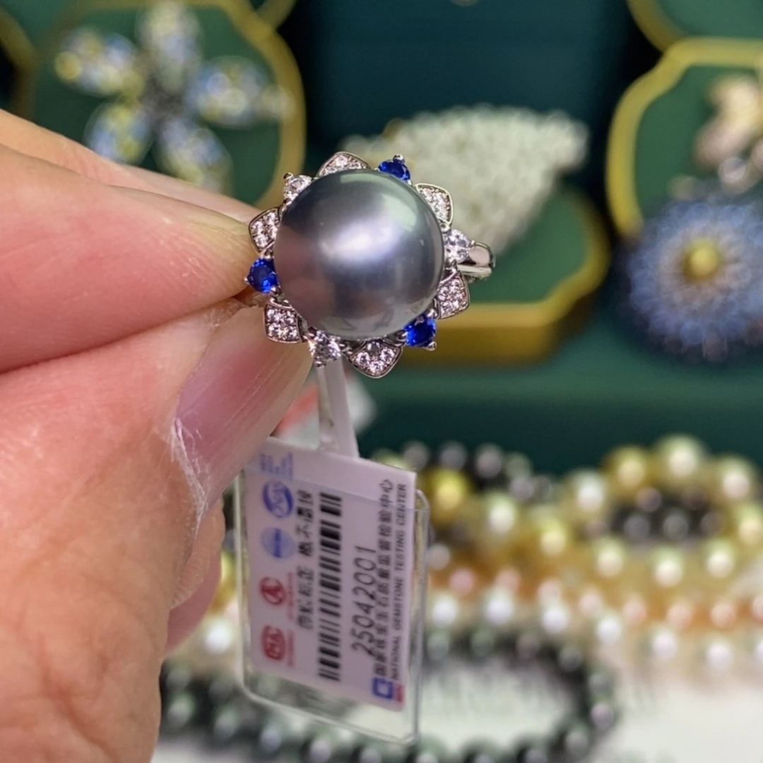 银S925镶嵌戒指海水珍珠