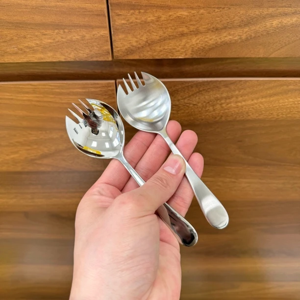 出口韩国304不锈钢勺叉一体加厚吃饭叉勺水果叉餐具