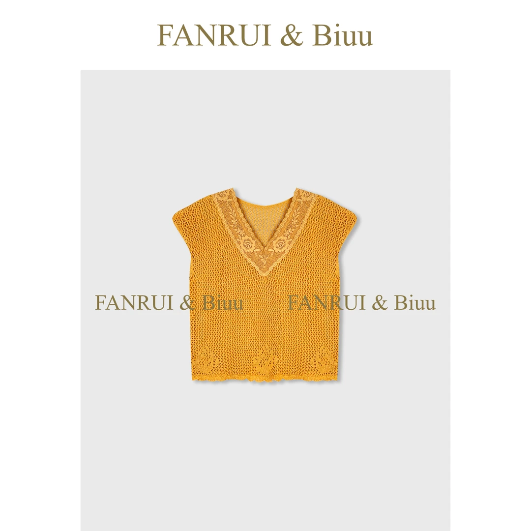 FANRUI/泛芮「朱柿如意」镂空勾花甜美气质高级感无袖上衣女LP16366