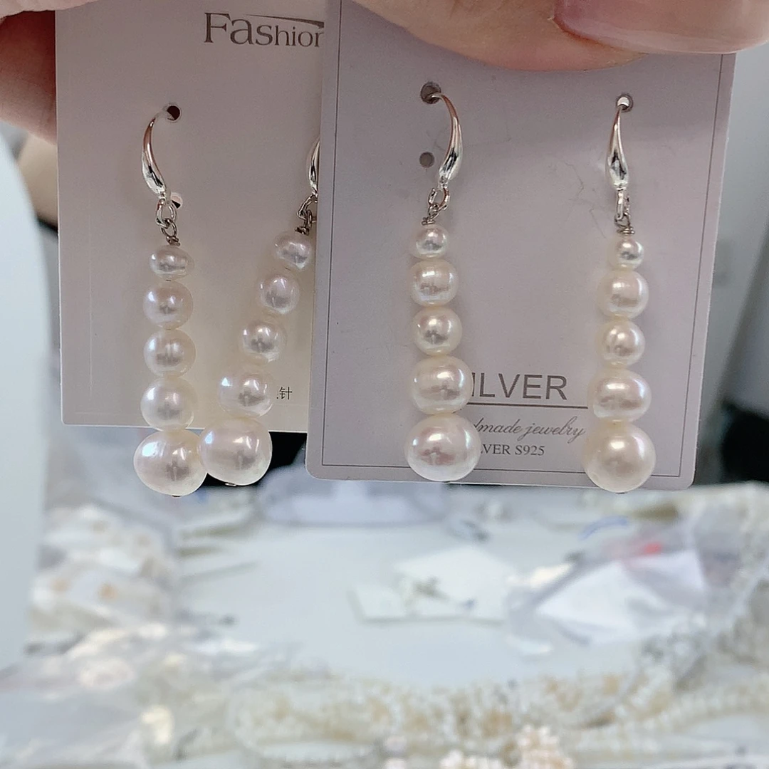 银S925镶嵌耳饰淡水珍珠ta zhu
