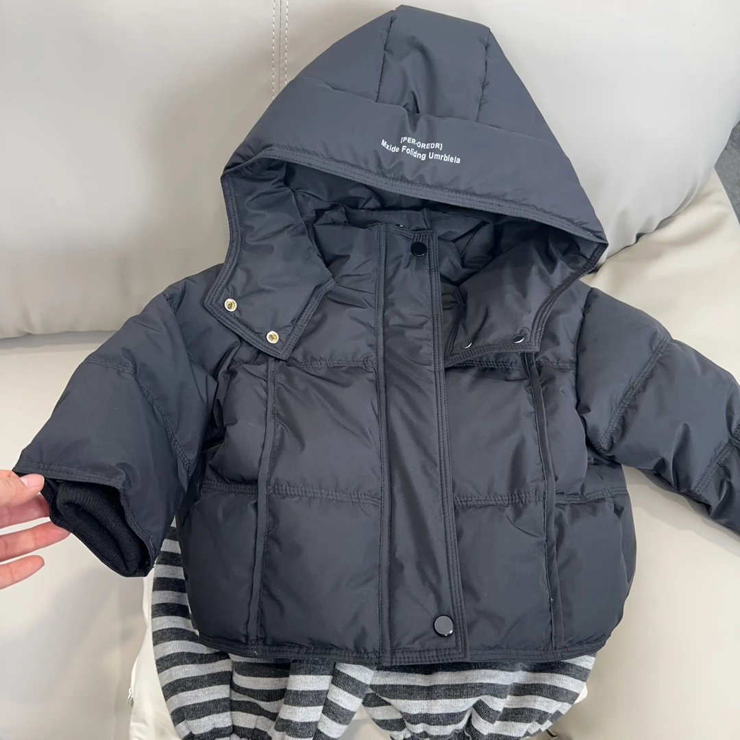 儿童韩版加厚冬款羽绒服90白鸭绒