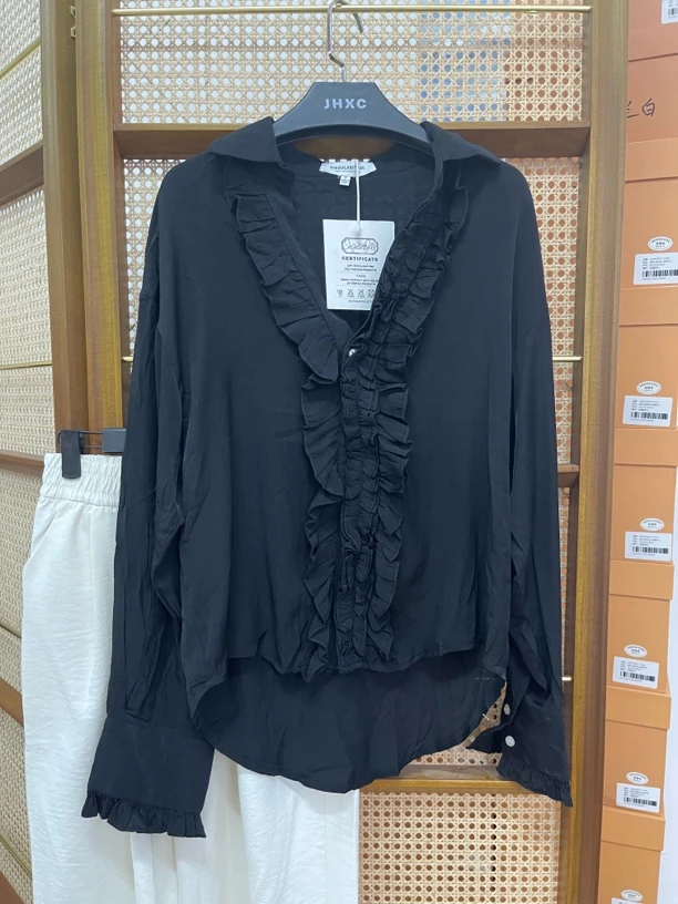 复古设计感气质花边长袖衬衫上衣夏季防晒休闲必备