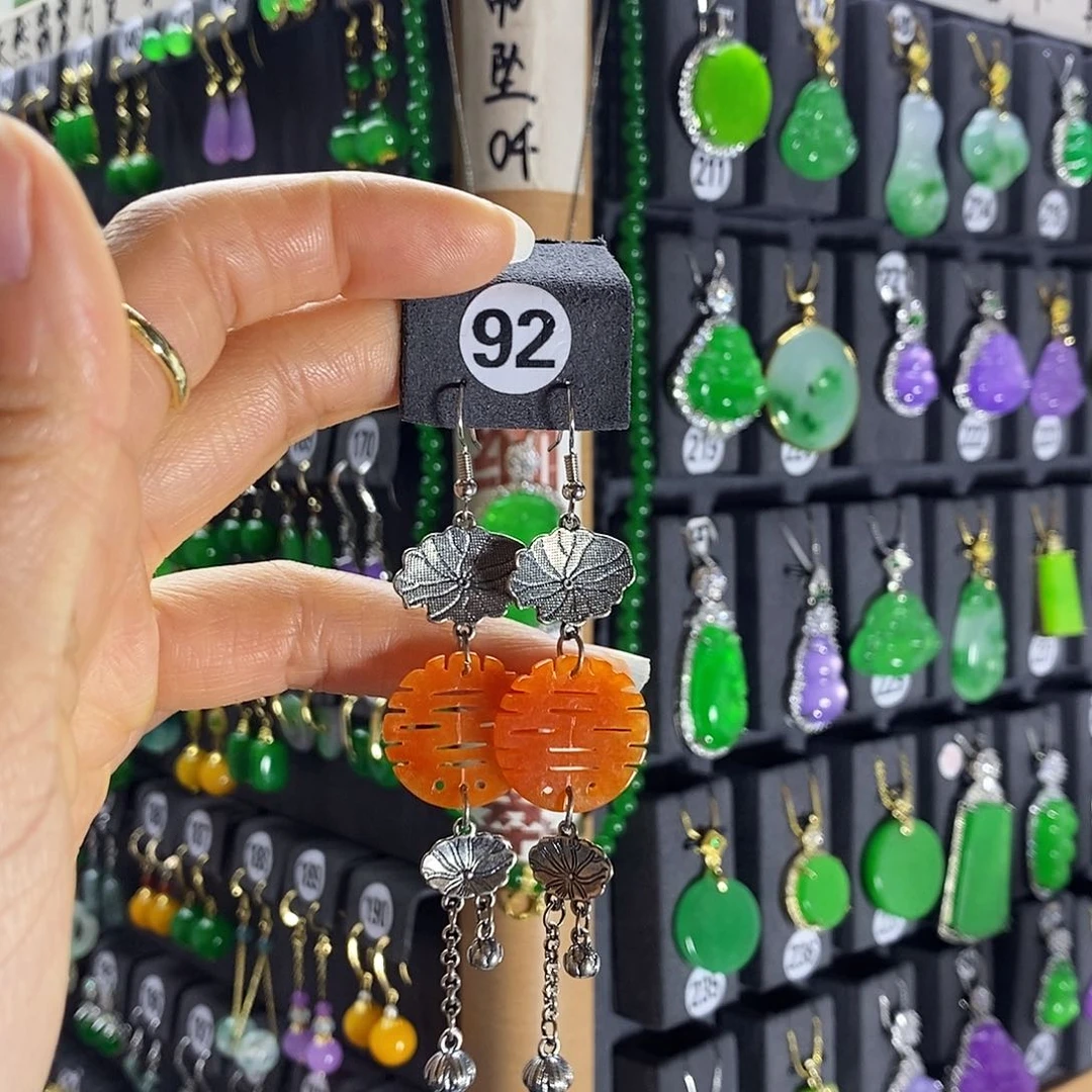 银S925镶嵌翡翠耳饰92