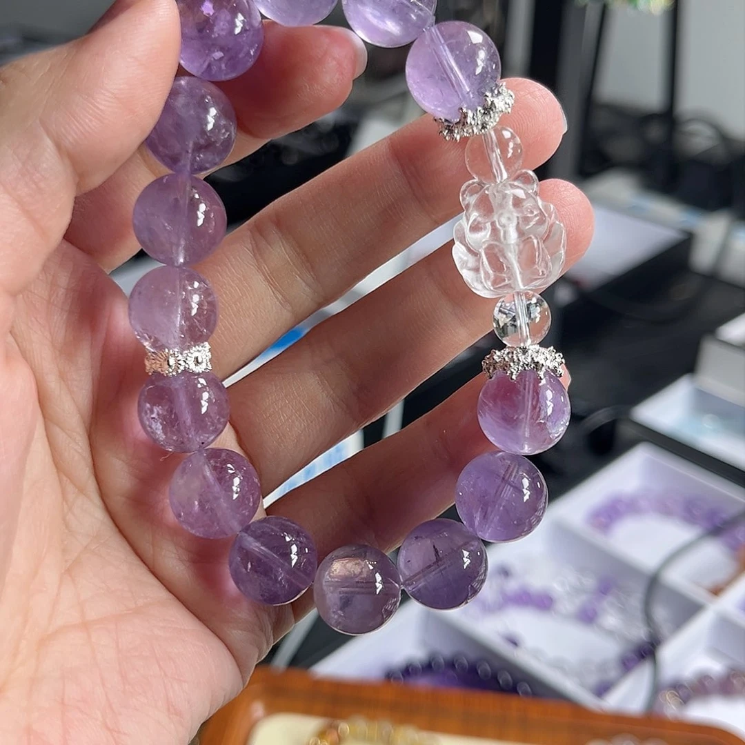 水晶手串未镶嵌12mm 紫水晶