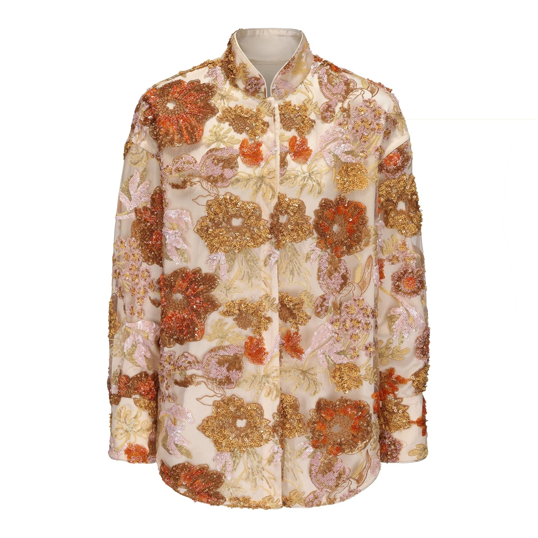 JUNYANG杨君  故园橙花中式衬衫