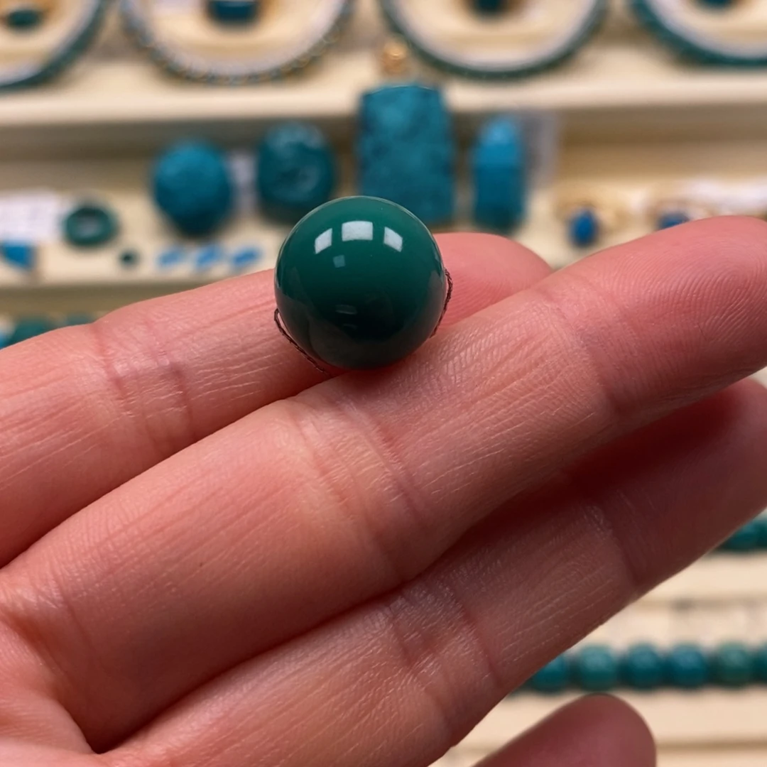绿松石未镶嵌珠宝奇石直径13圆珠