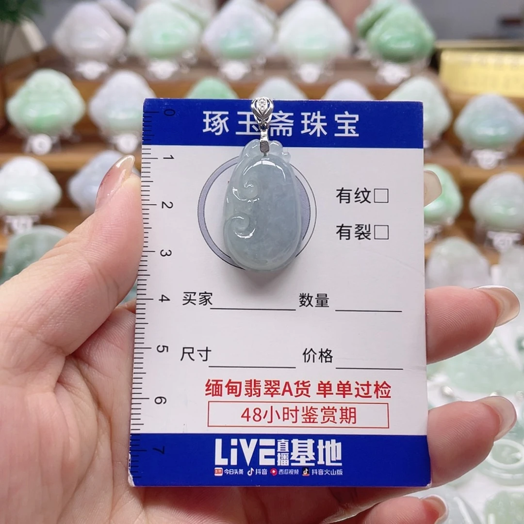 颈饰银S925镶嵌翡翠如意