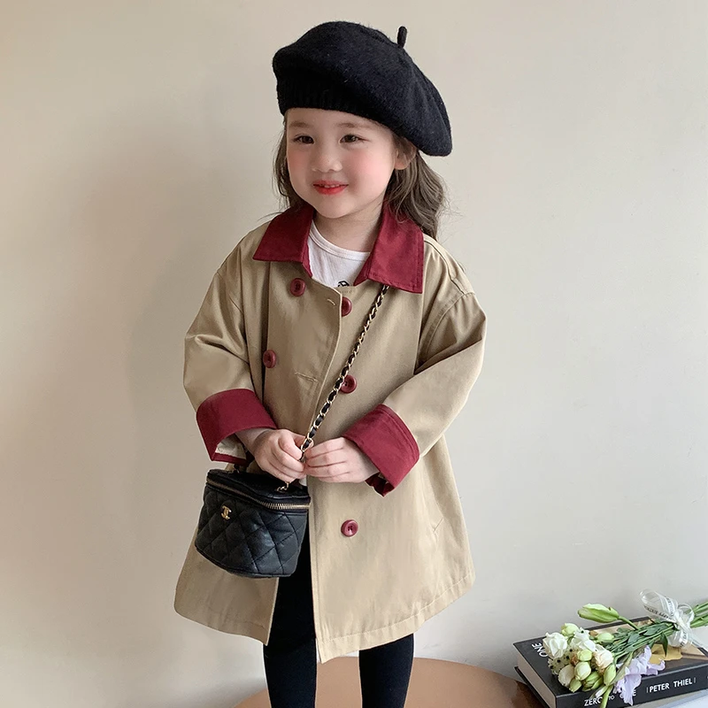 女童风衣洋气春秋款2025时髦小女孩上衣中长款女宝宝中长款外套潮