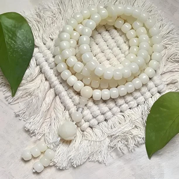 原生态白菩提108颗手串跑环白雕刻莲花菩提手串念珠脖挂多圈手串