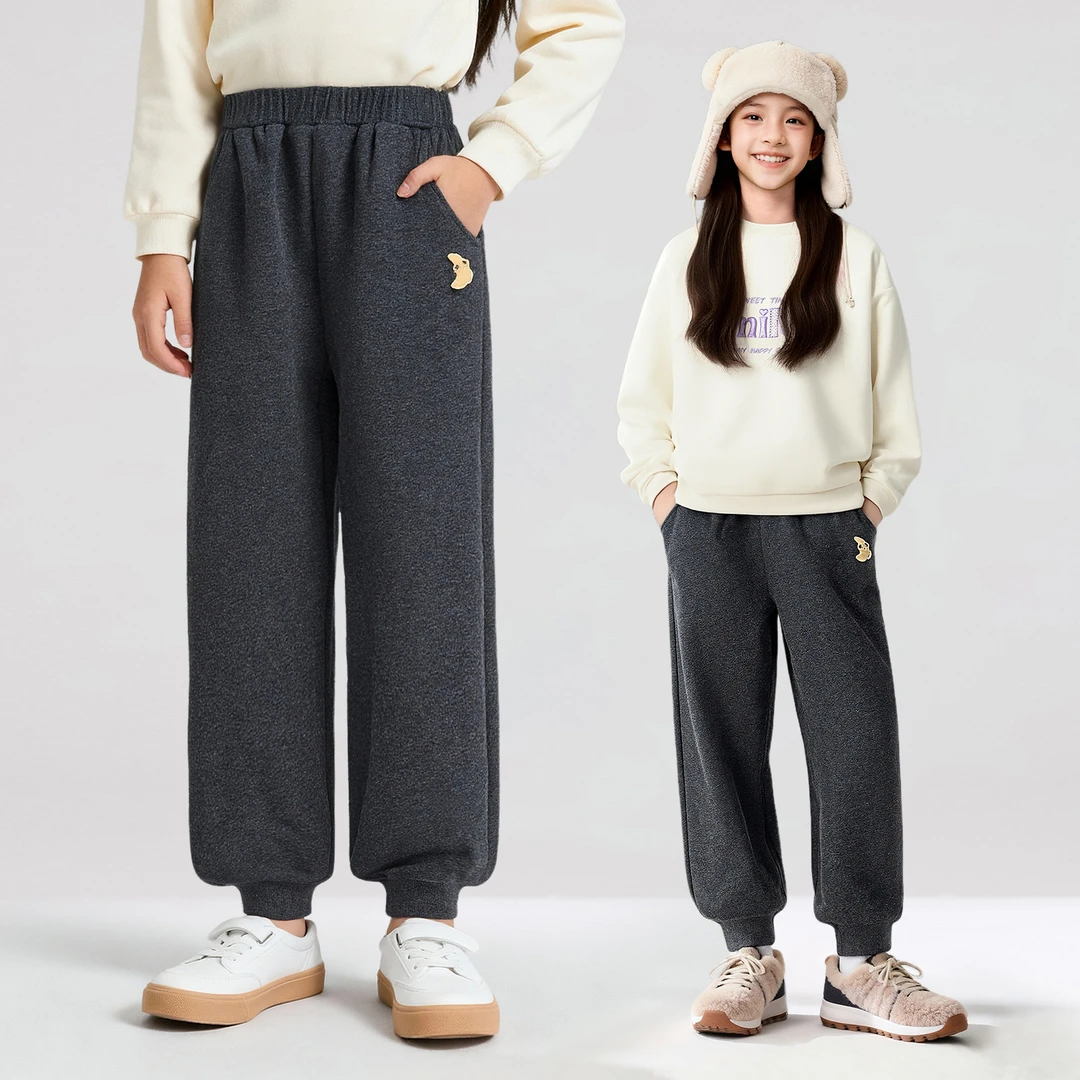 笛莎童装女童加绒裤子25冬季时尚新款休闲长裤儿童保暖运动裤