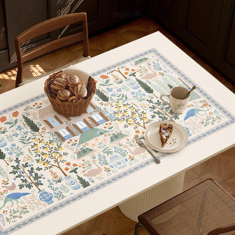 法式卡蒙特中古田园农舍皮革餐桌垫桌面保护垫防水防油免洗桌桌布