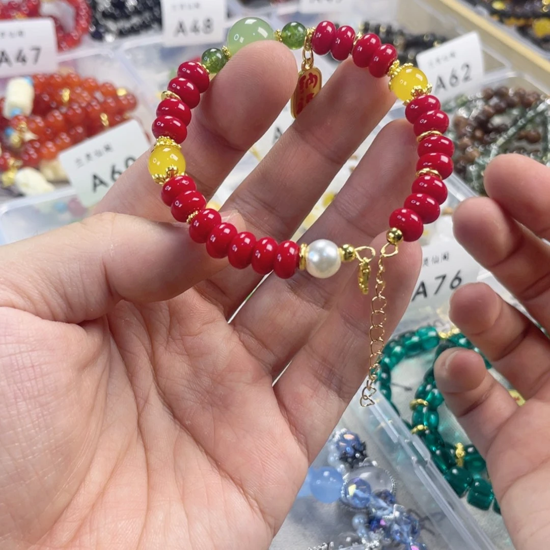 檀香紫檀（小叶紫檀）手串银S925镀金镶嵌