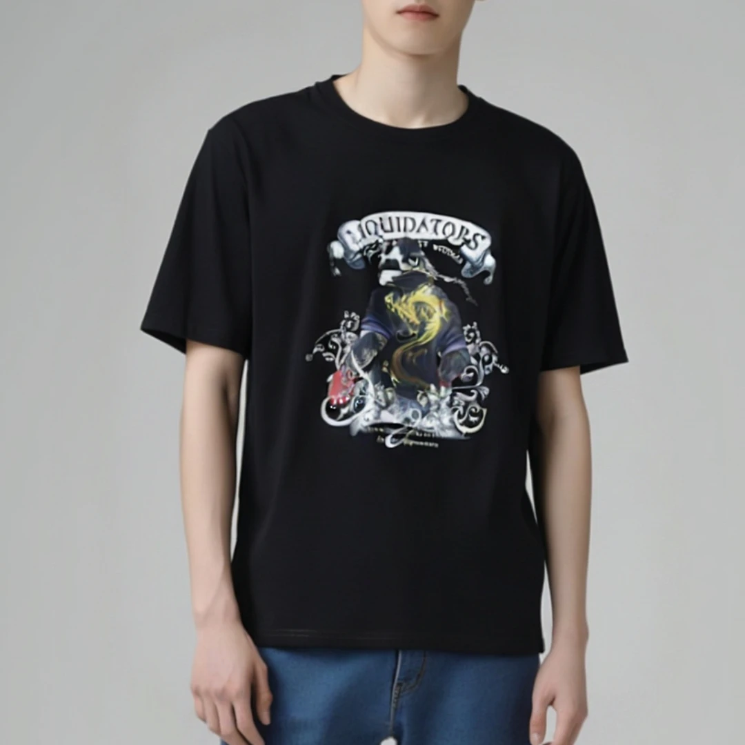 冰丝印花t恤夏季新款男士短袖潮流圆领休闲时尚潮牌男高档体恤衫