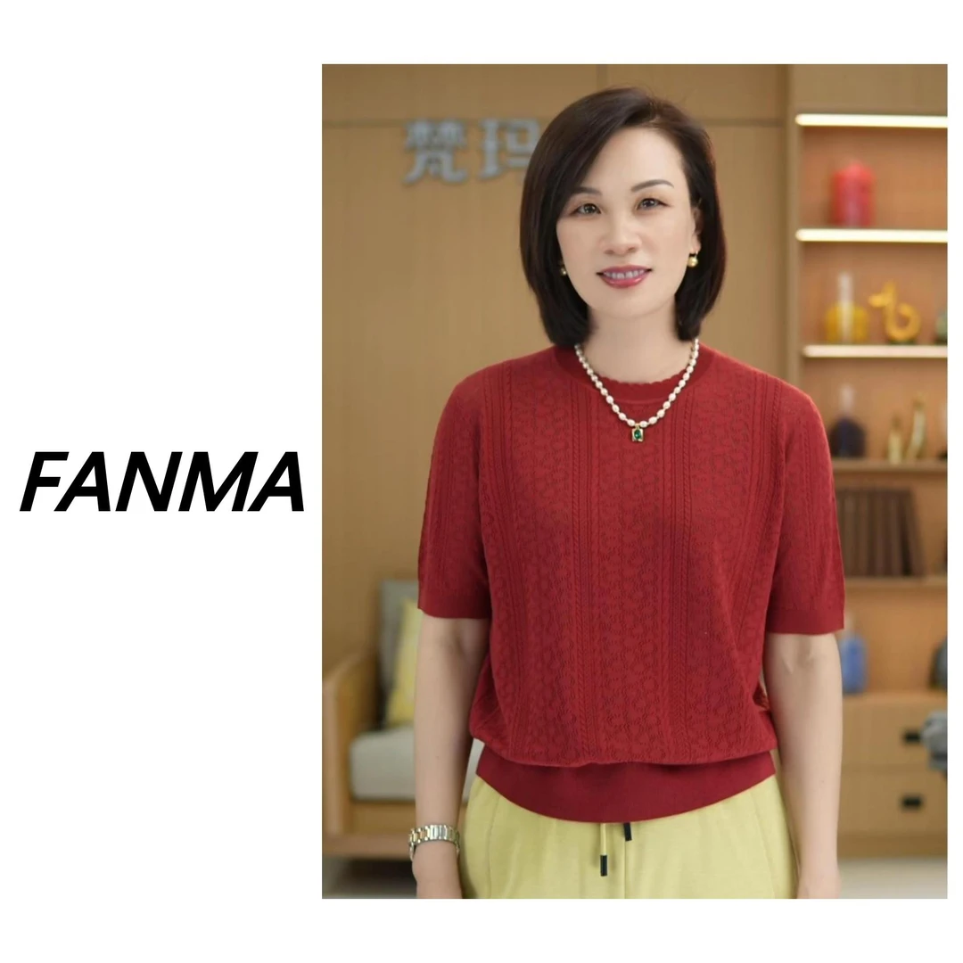 #镂空天丝短袖# 含桑蚕丝亚麻设计女士夏季针织衫 F200-1N2100
