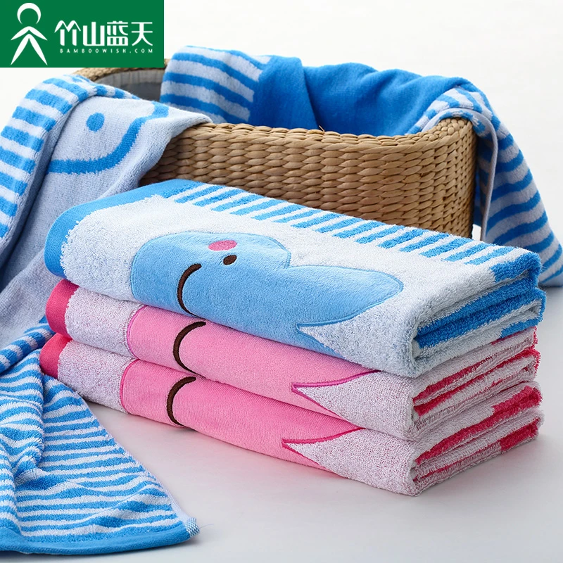 纯棉柔软吸水宝宝家用洗脸巾可爱卡通不掉毛毛巾浴巾